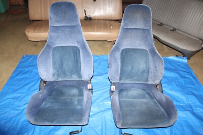 92-96 Honda PRELUDE Pair Front BUCKET SEATS w/ Seat Belt Receivers BLUE Clean