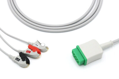GE Healthcare Vivid 7 11 pin 3 Leads Grabber ECG Cable - Same Day Shipping