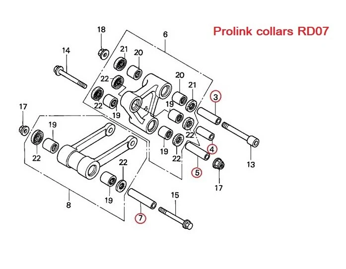 Honda XRV 750 RD07 Africa Twin rulli di leveraggio prolink linkage cylinders - Imagen 2 de 4
