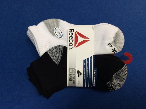 Men's socks, Reebok Pro-Series, ankle, low cut, or no show, black or white, 6 pk - Picture 30 of 48