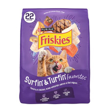 Purina Friskies Surfin Turfin Dry Cat Food Chicken Fish Salmon Filet 22 lb Bag