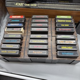 Orig Atari 2600 VCS W Controllers Game Center 25 Games Game Case & Adapter Works