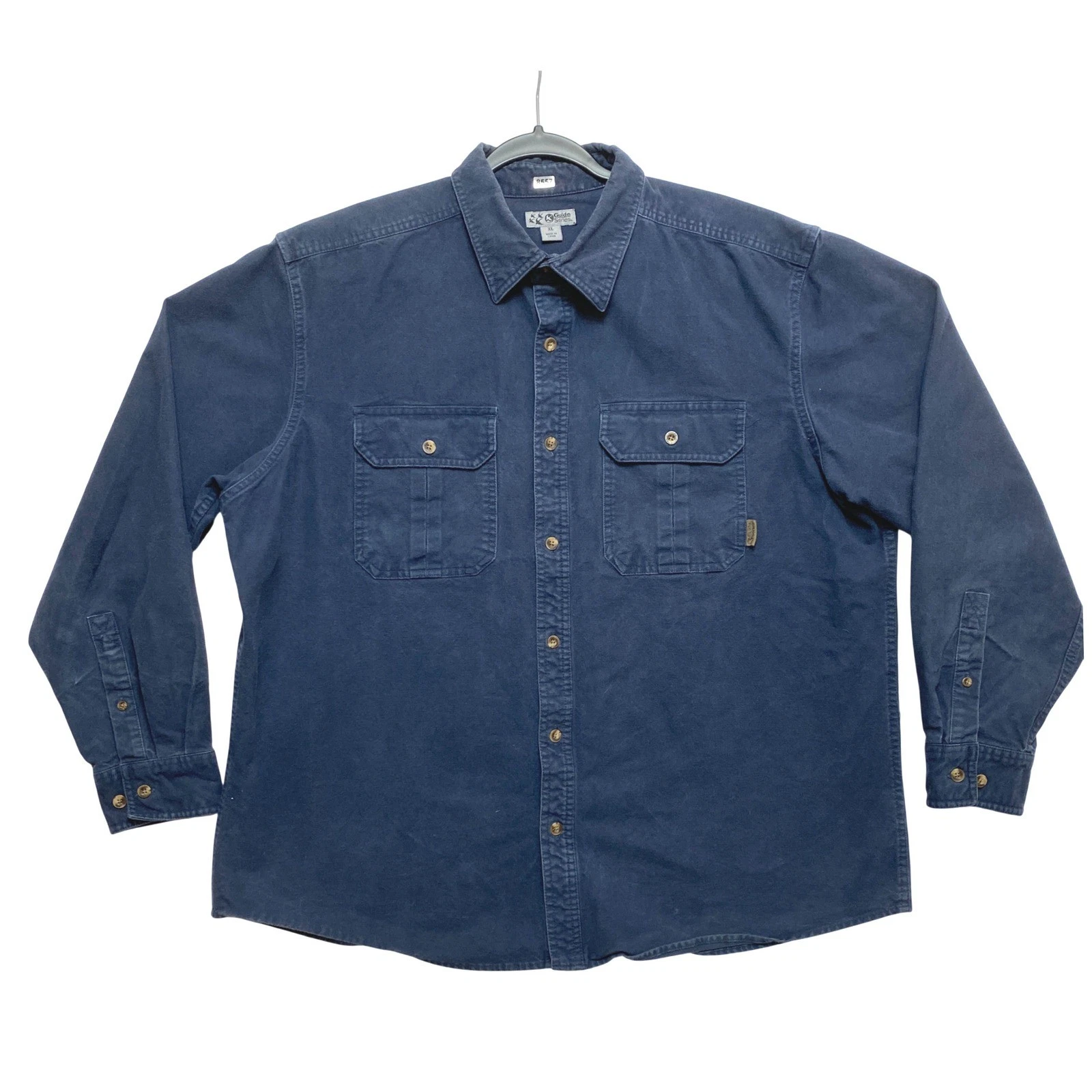 Guide Series Chamois Shirt Mens XL Navy Long Sleeve Button Up Utility Work