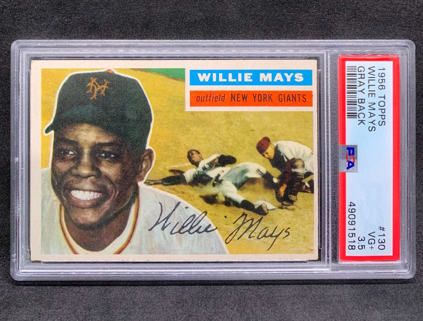1956 Topps WILLIE MAYS Giants HOF Gray Back #130 Very Good Plus PSA 3.5