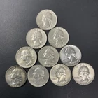 Washington Silver Quarters Lot of Ten 25C US Coins 90% Silver