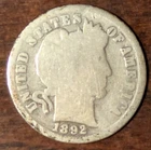 1892 S Barber Dime San Francisco Mint 10c Liberty Head 90% Silver US Coin