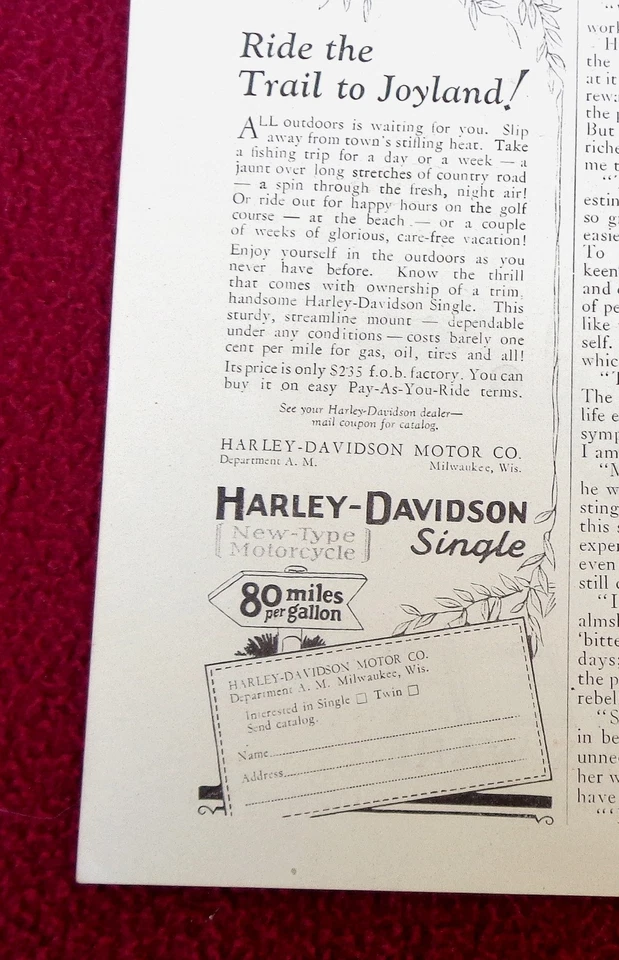Revista americana 1927 Harley Davidson motocicleta añadir Foto 3 de 3