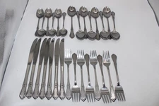 29 PCS ONEIDA NORTHLAND EVENING STAR STAINLESS STEEL FLATWARE 