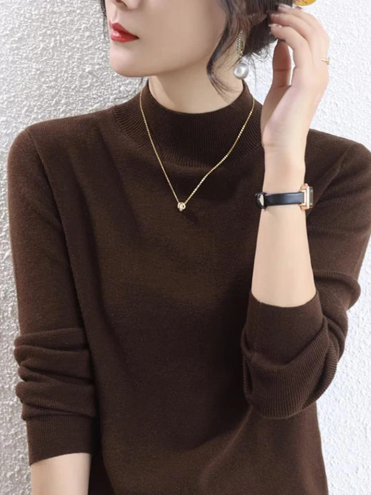 Turtleneck Women Autumn Winter Knitted Sweaters Basic Primer Pullovers Sweater