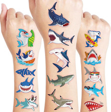 96 PCS Shark Pre-Cut Temporary Tattoos for Kids  Super Cute Shark Themed Birthd