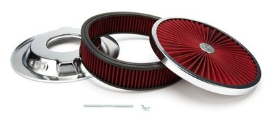 RACING POWER CO-PACKAGED 14in X 3in Super Flow Air Cleaner Chrome/Red- R2236
