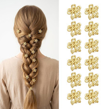 12pcs Small Gold Flower Hair Clips Cute Tiny Metal Claw Clips for Women 
