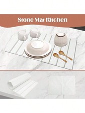 Quick-Dry Bath Mat Dish Drying Mat,Stone Drying Mat For Kitchen Counter,White