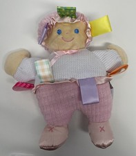Taggies Mary Meyer Pink Baby Girl Doll Lovey Sewn Eyes Plush Waffle, Satin Trim
