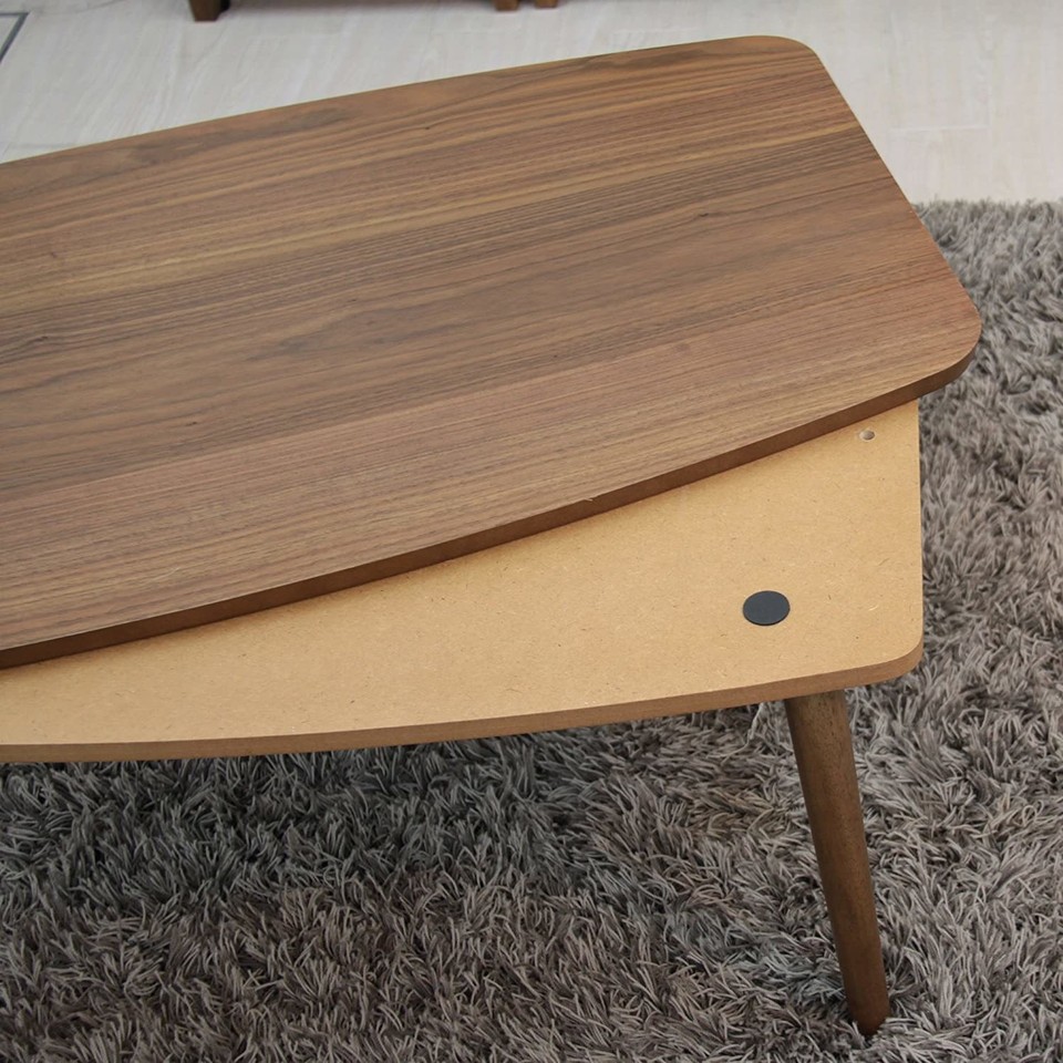 AZUMAYA Klappbare Beine Holz Kotatsu Heiztisch Nussbaum Braun ELFE ...