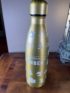 Disney Vacation Club Member Gold Color Water Bottle Character All Over Print DVC