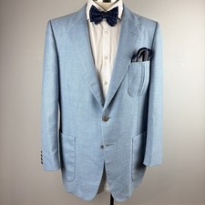 BOLD VTG 80s Lanvin Paris New York 42S light blue wool blazer sport coat