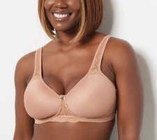 Breezies Women's Bra Sz 36DDD Natural Curves Full Coverage Contour Brown A451476