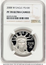 2008-W Proof Platinum Eagle 1 oz Brown Label NGC PF70 3932.00 per troy oz