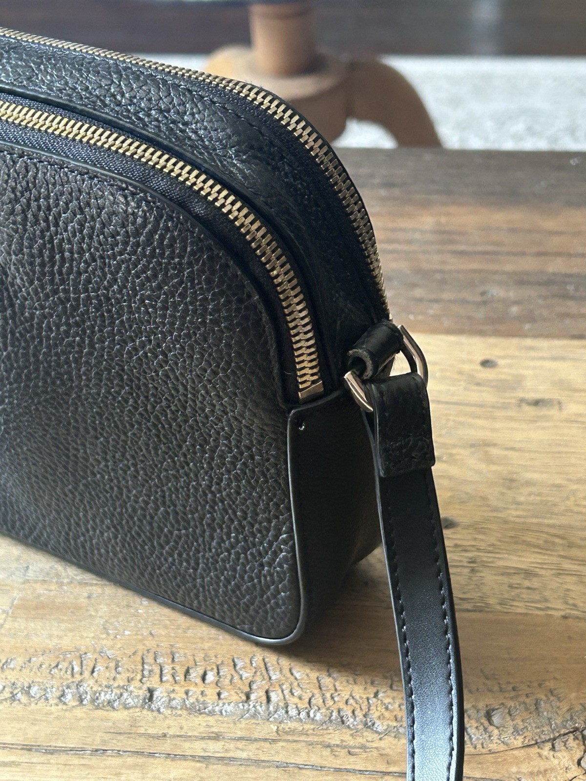 Ted Baker London Black Pebbled Leather Crossbody Bag Gold Zip Small image 4