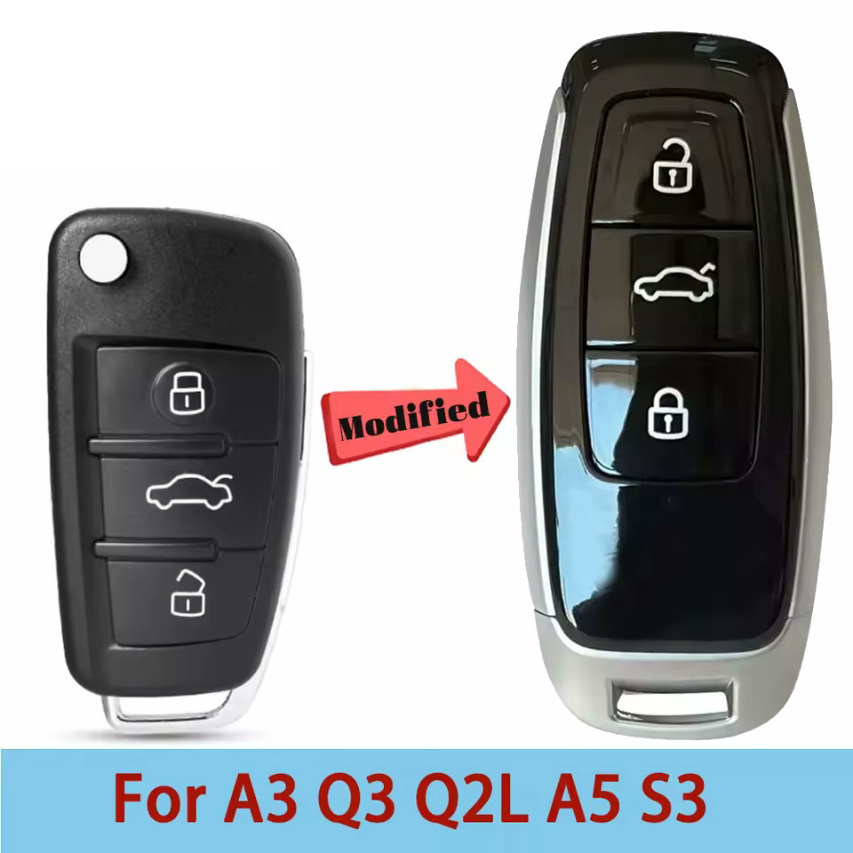 Cover Chiave Audi Modifica Keyless 3 Tasti - Look Nuovo per A3 Q3 Q2