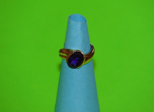 Solid 18K Gold & Amethyst Ladies Ring Size 5.5 US - Picture 2 of 15