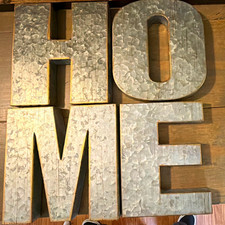 ArtMinds Galvanized Silver Metal "HOME" Letters Wall Decor Hanging Set Large