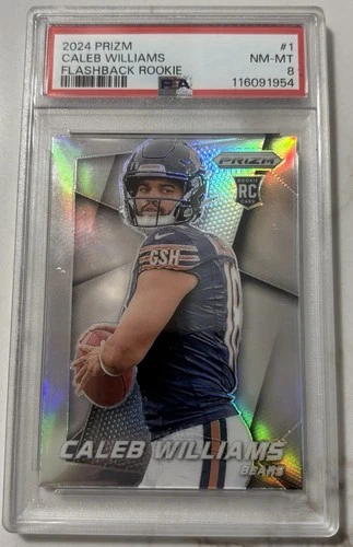 2024 Panini Prizm Caleb Williams Silver Flashbacks SSP PSA 8 Rookie