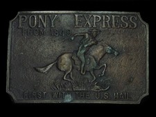 TH15116 VINTAGE 1970s PONY EXPRESS FIRST WITH THE U.S. MAIL BELT BUCKLE