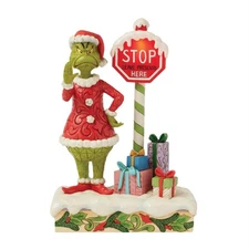 Jim Shore GRINCH BY STOP SIGN LED FIGURINE 6017063 BRAND NEW