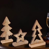 3Er Set Weihnachtsdeko Aus Holz Christbaum