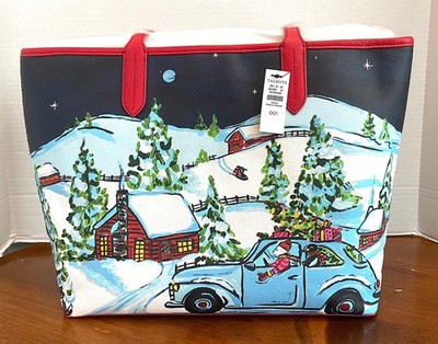Talbot's Holiday Tote Bag, Car Ride, Country Scene NIP