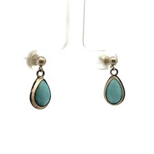 .925 Sterling Silver Larimar Dangle Earrings, 2.4g