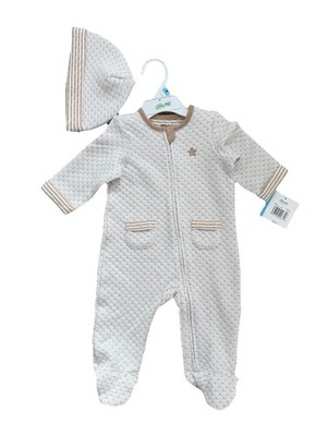 Little Me Unisex Toddler 6 Months White Star Footies Sleeper & Hat Set, NWT