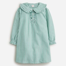 J. Crew Crewcuts Girls Long Sleeve Nightgown in Green Stripe XL 12/14 Polyester