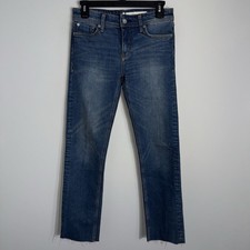 Pilcro Anthropologie Slim Straight Jeans-Raw Hem-Waist Altered Taken In-Size 25