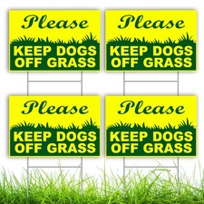 Keep Dogs Off Grass Signs for Yard, 4 Pack Please Curb Your 6x9 inches, Green