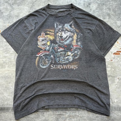 Vintage 1989 3D Emblem Harley Davidson Survivors Wolf Shirt