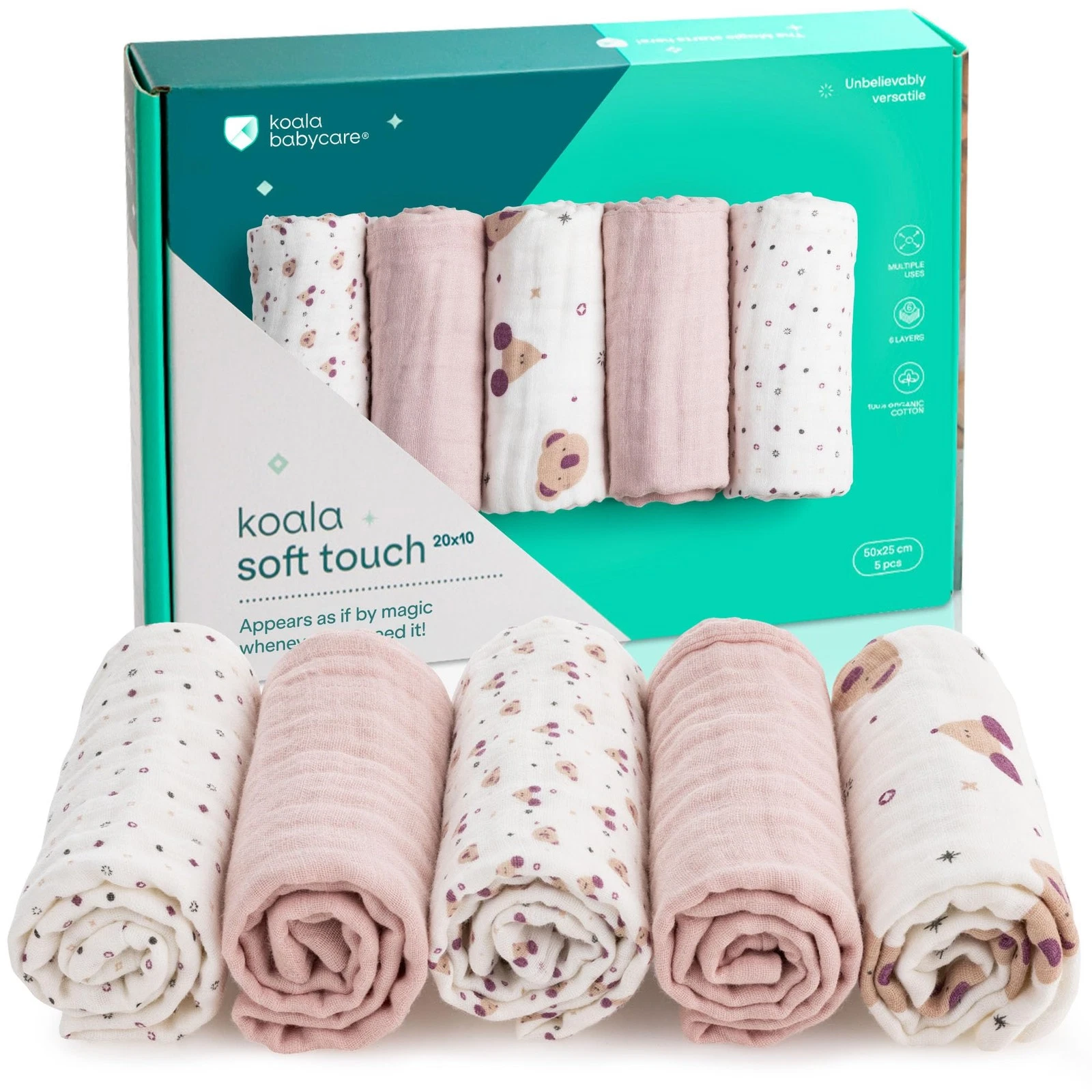 5 Pack 20"x10" Organic Burp Cloths for Baby Boys and Girls - GOTS & OEKO-TEX ...