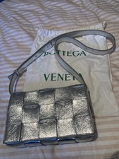 Bottega Veneta silver metallic leather cassette bag excellent condition