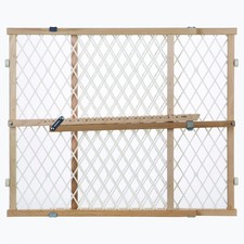 Diamond Mesh Wooden Baby Gate Pressure Mounted Baby Gate for Doorways Adjustable