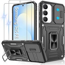Samsung Galaxy S25 FE Case with 2-Pack HD Screen Protectors and Slide Camera Cov
