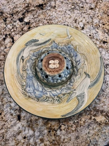 Weller Pottery Sea Gull Flower Frog & Bowl Rare Find