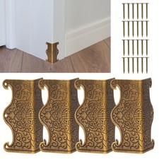 4 Pcs Baseboard Corner Protectors,Vintage Metal Skirting Board Corner Protect...