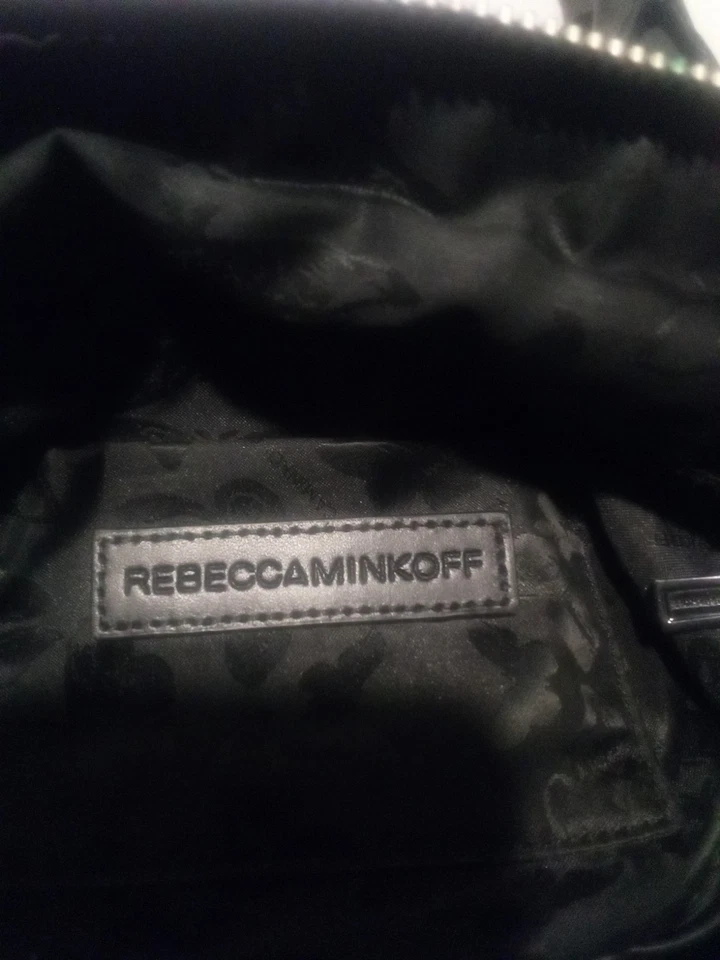 Rebecca Minkoff 深灰色麂皮绒斜挎包带条纹编织手柄 — 第 3/4 张图片