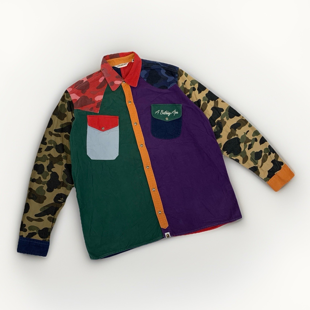 A Bathing Ape Camouflage Patchwork Canvas Button-… - image 1