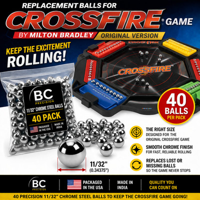 Crossfire Game Replacement Balls 11/32 Chrome Steel 40 Pack (BC Precision)