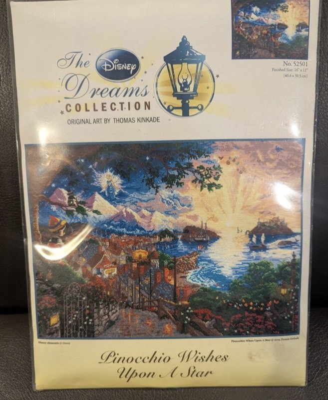 Disney Dreams Thomas Kinkade Pinocchio Wishes Upon A Star  Cross Stitch Kit