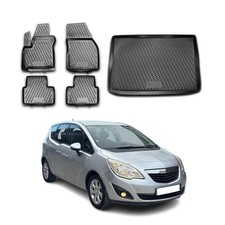 Fußmatten & Kofferraumwanne Set für Opel Meriva 2010-2017 Gummi TPE Schwarz 5x