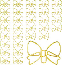 30 PCS Bow Gold Paper Clips, Bowknot Shape Paperclips Cute Binder Clips Funny Me